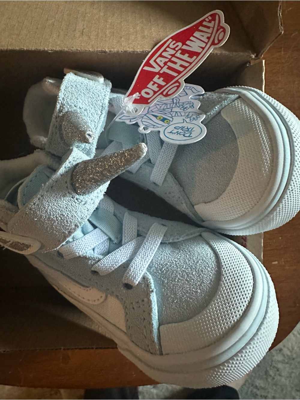 Vans Kids Pale Blue Suede Unicorn Strap Sneakers